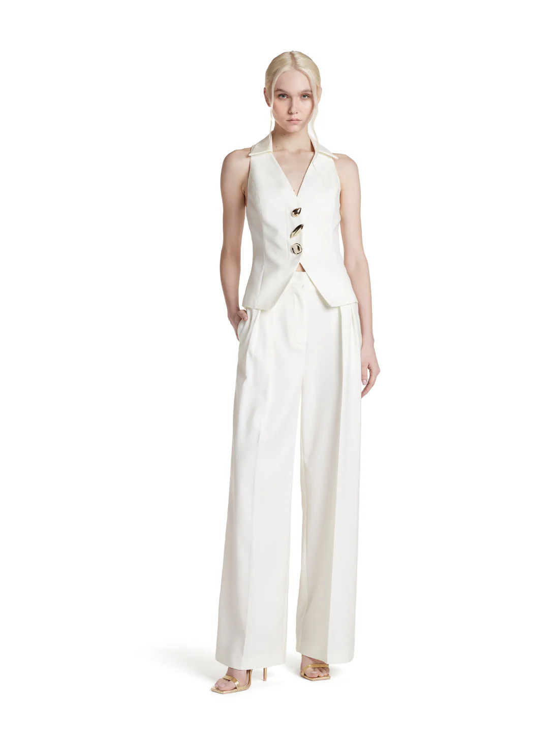 11866 Simona Corsellini Top in tramato light tre bottoni