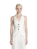 Simona Corsellini Top in tramato light tre bottoni