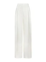 Simona Corsellini Pantaloni gamba larga in tramato light panna