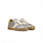 Sneaker Club Pelle Laminata Argento E Cavallino