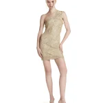 Simona Corsellini Abito monospalla in maglia gold