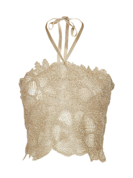 Simona Corsellini Top ricamo crochet lurex
