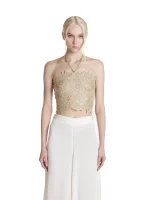 Simona Corsellini Top ricamo crochet lurex