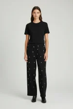 Apaperkid Pantalone nero con applicazioni