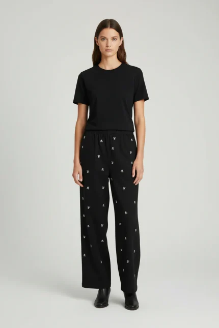 Apaperkid Pantalone nero con applicazioni