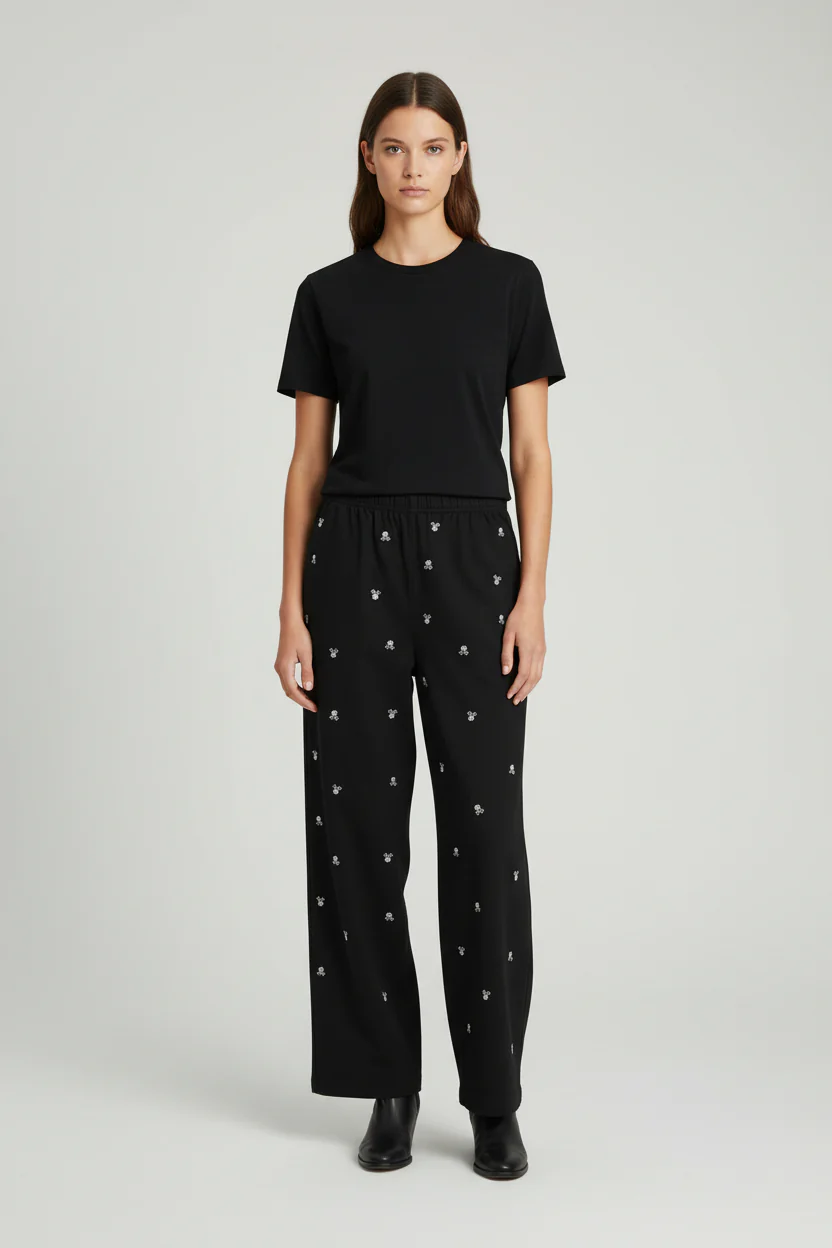 11918 Apaperkid Pantalone nero con applicazioni