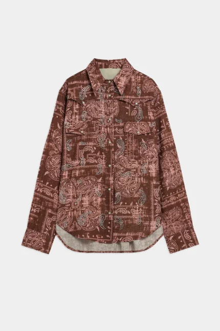 ApaperkidCamicia In Misto Lino colore marrone con applicazioni