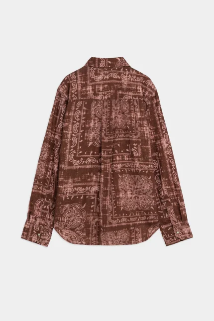 ApaperkidCamicia In Misto Lino colore marrone con applicazioni