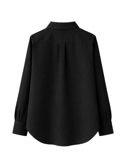 Apaperkid Camicia in cotone colore nero con applicazioni