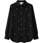 Apaperkid Camicia in cotone colore nero con applicazioni