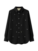 Apaperkid Camicia in cotone colore nero con applicazioni