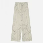 Alysi Pantalone in seta stampato colore pistacchio