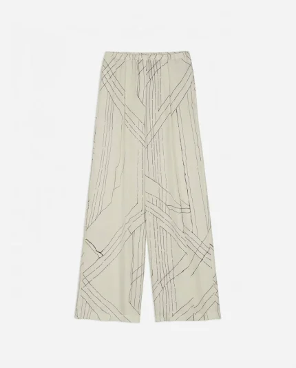 Alysi Pantalone in seta stampato colore pistacchio