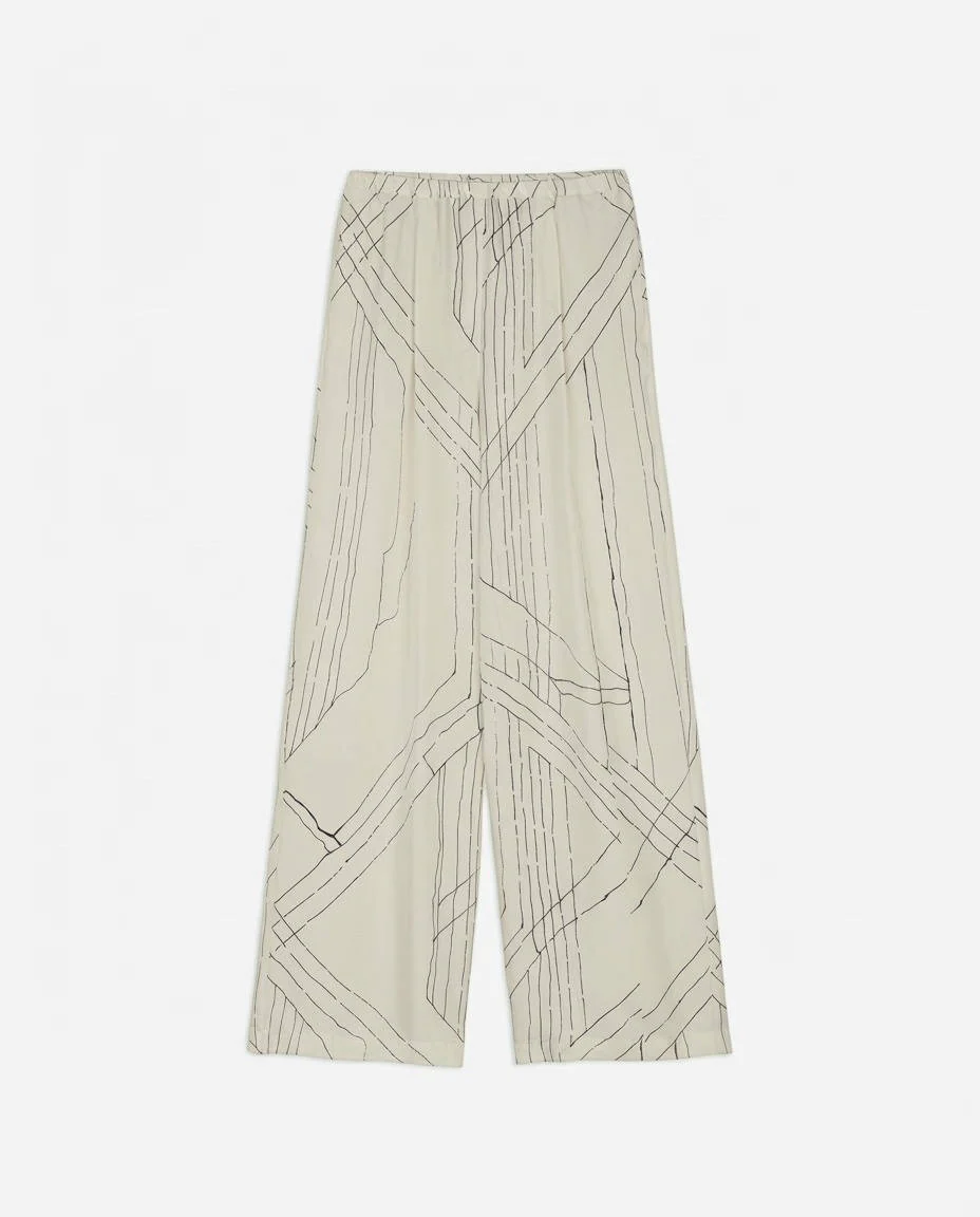 12462 Alysi Pantalone in seta stampato colore pistacchio