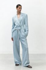 Alysi Pantalone mélange con coulisse colore acqua