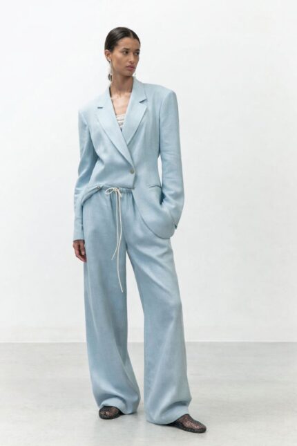 Alysi Pantalone mélange con coulisse colore acqua