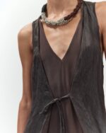 Alysi Abito lungo combinato colore cioccolato