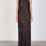 Alysi Abito in seta asimmetrico colore cioccolato