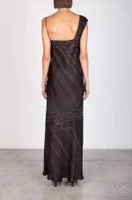 Alysi Abito in seta asimmetrico colore cioccolato