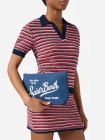 Pochette Aline in effetto denim blu scuro