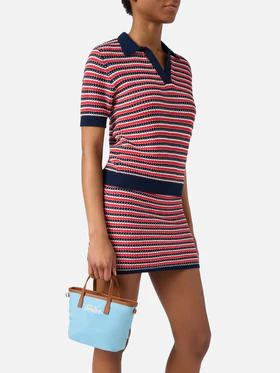 Borsa City mini in nylon celeste