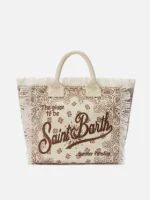 Borsa Vanity regular in canvas beige con stampa bandana