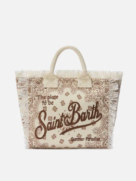 Borsa Vanity regular in canvas beige con stampa bandana