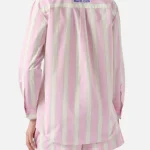 Camicia Brigitte in cotone a righe rosa con ricamo Sport Club