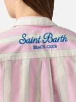 Camicia Brigitte in cotone a righe rosa con ricamo Sport Club