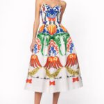 Abito bustier stampato