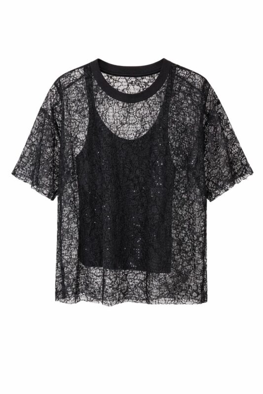 Apaperkid T-shirt con paillettes nera