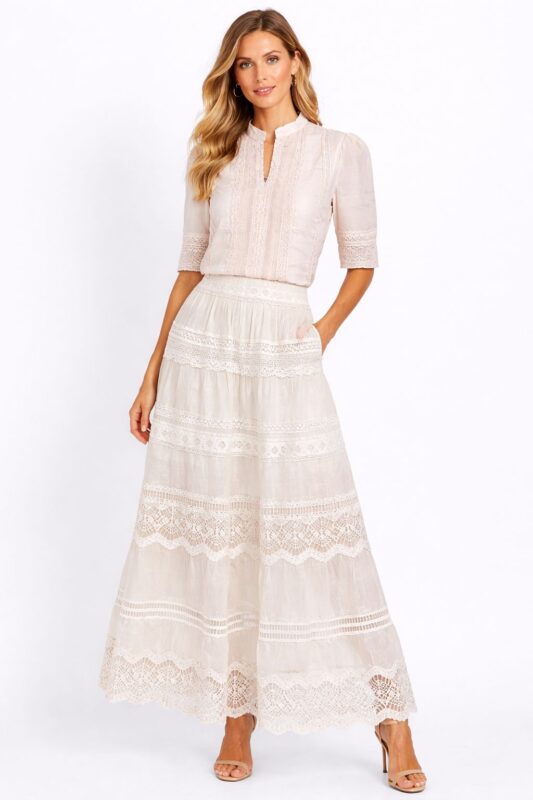 Coordinato top + gonna cipria