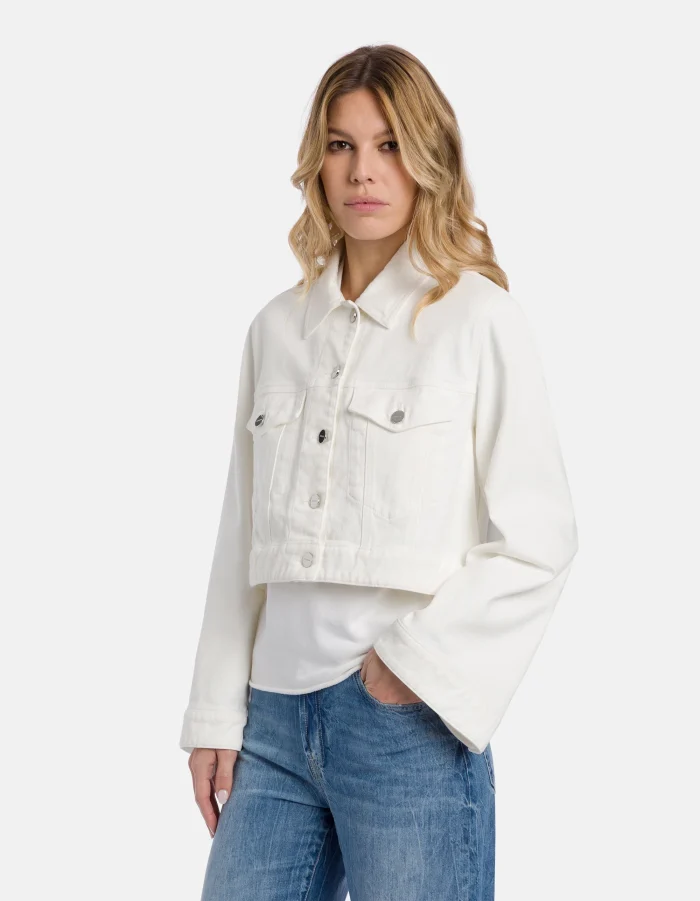 Giubbino regular in bull stretch bianco