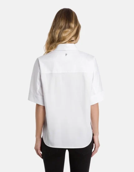 Camicia boxi in gabardina tinto filo bianca