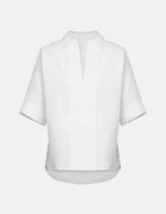 Camicia boxi in gabardina tinto filo bianca