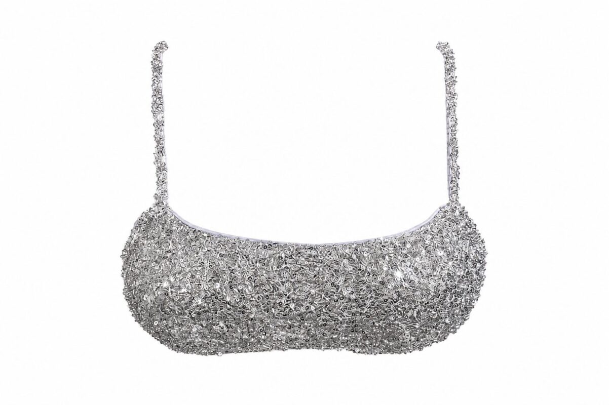 Top con paillettes argento