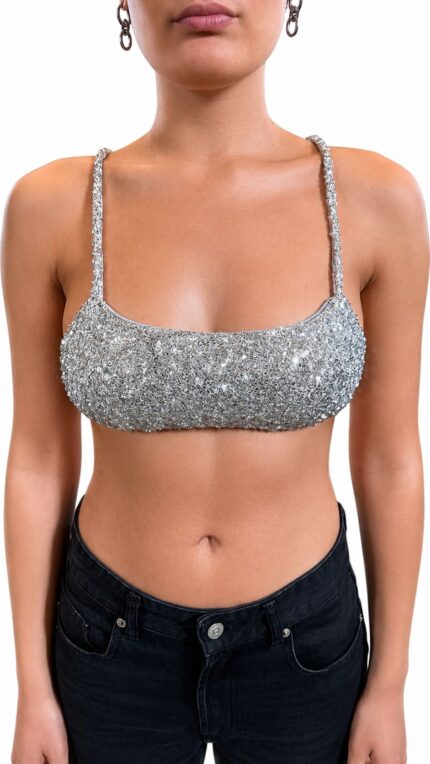 Top con paillettes argento