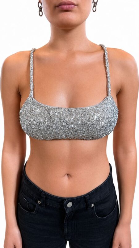Top con paillettes argento