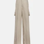 Pantaloni Tecla wide leg in lino e lyocell color lievito