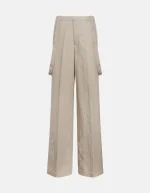 Pantaloni Tecla wide leg in lino e lyocell color lievito