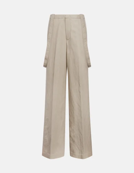 Pantaloni Tecla wide leg in lino e lyocell color lievito
