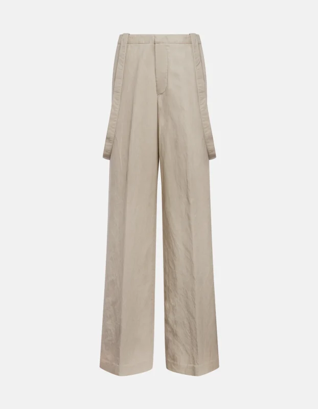 Pantaloni Tecla wide leg in lino e lyocell color lievito