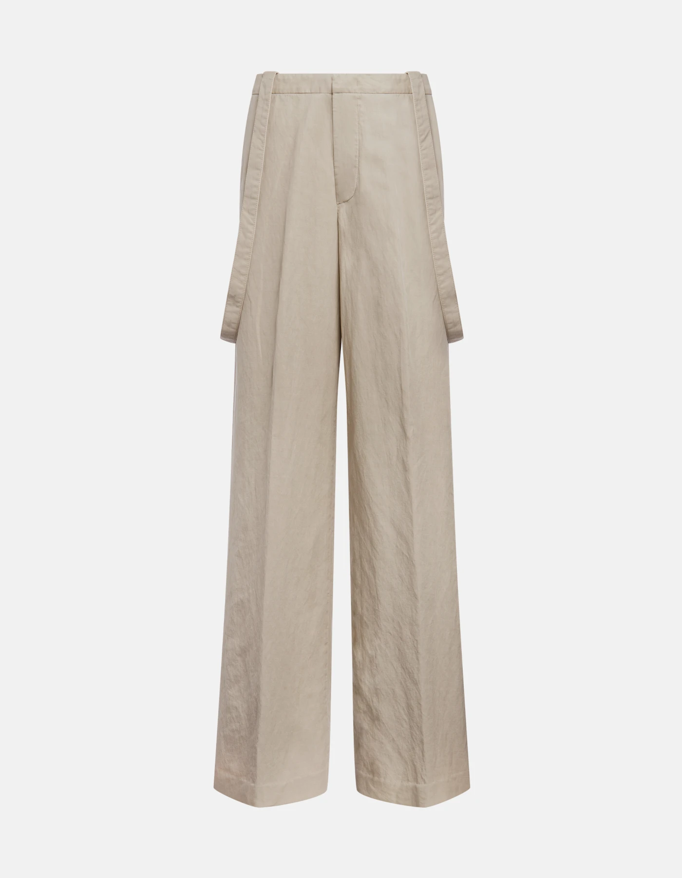 12716 Pantaloni Tecla wide leg in lino e lyocell color lievito