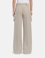 Pantaloni Tecla wide leg in lino e lyocell color lievito