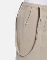 Pantaloni Tecla wide leg in lino e lyocell color lievito