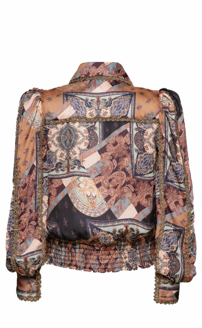 Camicia cammello multicolor