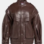 Giacca in ecopelle martellata ebony brown
