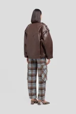 Giacca in ecopelle martellata ebony brown