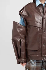 Giacca in ecopelle martellata ebony brown