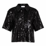 Camicia boxy in paillettes black.